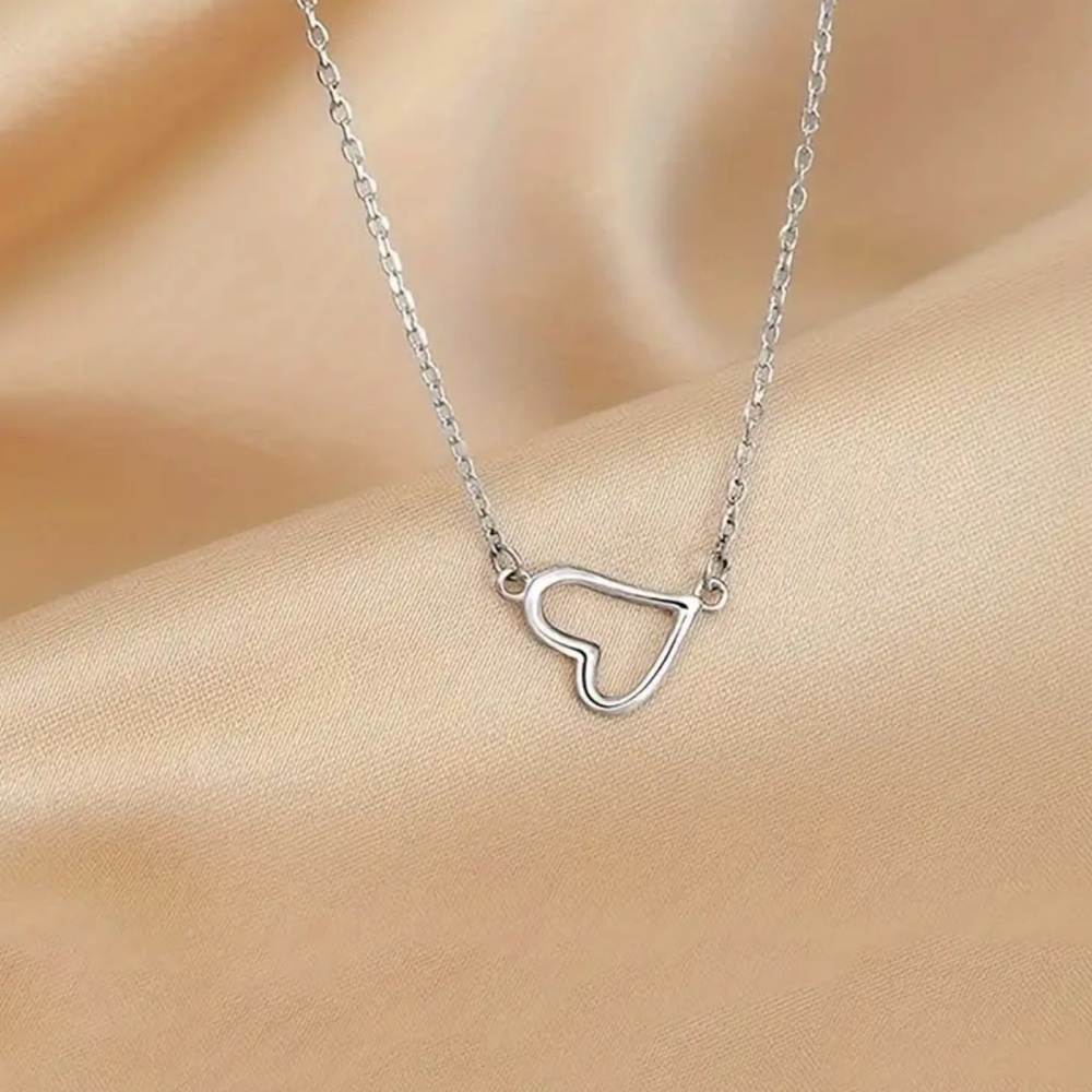 925 Sterling Silver Simple Cute Love Heart Pendant Necklace Clavicle